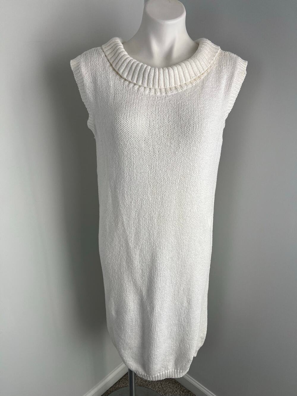 Vintage Benetton White Knit Dress With Cutout EU 48 USA 10
